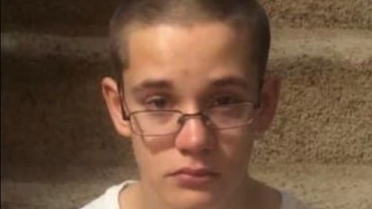 Scottie Morris, 14, white teen, buzzed hair, thin frame glasses
