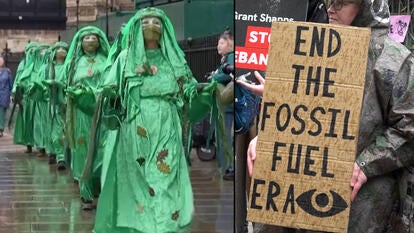 Climate-change activists took to the streets in London as part of a massive, multi-day protest called "The Big One" that’s expected to draw tens of thousands of people. Members of groups Extinction Rebellion, Greenpeace, Business Declares and Just Stop Oil were among those demanding an end to fossil fuel use – and calling for government action on the climate crisis. Activist Phoebe Plummer told reporters, “This is the greatest existential threat to human life we've ever faced.”