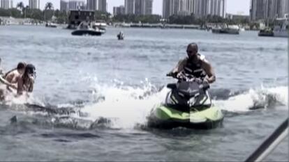 Man on jet ski on water