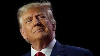 Republican presidential candidate former U.S. President Donald Trump arrives onstage to speak at the Faith and Freedom Road to Majority conference at the Washington Hilton on June 24, 2023 in Washington, DC. 