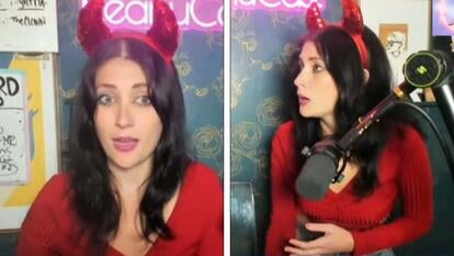 Before and after images of a podcaster after hearing gunshots on a live stream.