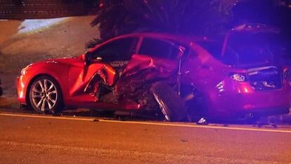 Crashed vehicle involved in the death of four sorority sisters.