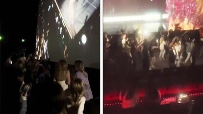 Taylor Swift fans dancing during movie screenings.