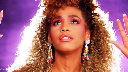Still from the Whitney Houston music video for "I Wanna Dance with Somebody"