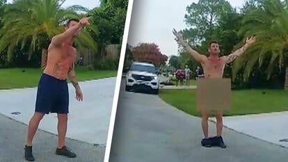 Man drops his shorts, baring all, in the street