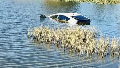 Car submerged in water