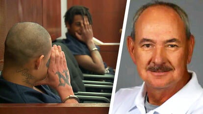 Two teens cover their faces while smiling in court / Victim, Andreas Probst