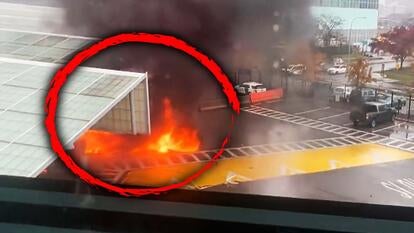 A car, with two men inside, crashed into the Rainbow Bridge border crossing.