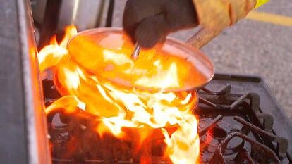 Grease fire being contained .