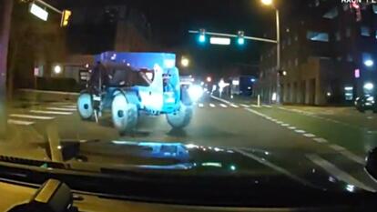 Police chase forklift