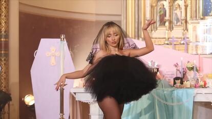 Sabrina Carpenter in Catholic Church For New Video