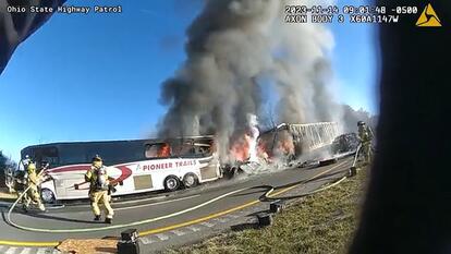 Fiery crash on highway
