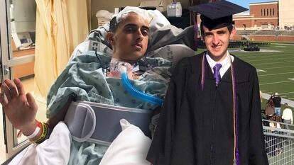 Blake Cox in the hospital and graduation
