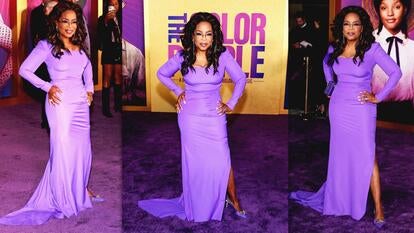 Oprah Winfrey at the premiere of "The Color Purple"