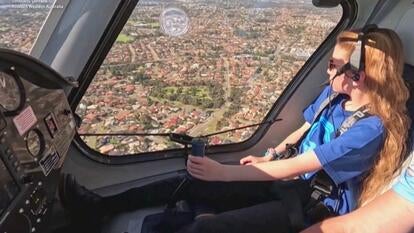 Child pilot flying plane