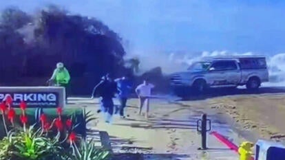 A massive wave hit a Southern California beach, sending 8 people to the hospital.