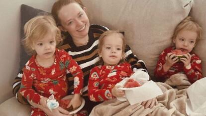Hollie Overton and her triplets