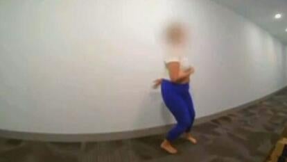 woman running in hallway