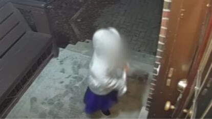 child taking package from home