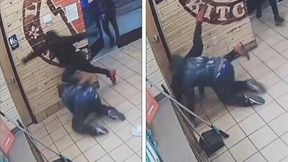 Suspects falling on each other.