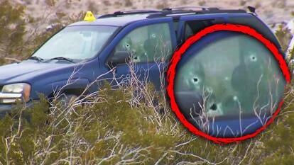 Bullet holes in car window