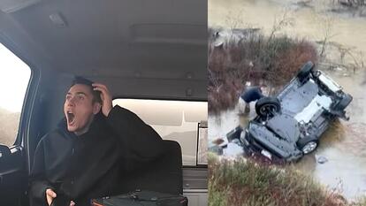 Delivery Driver Saves Passengers of Flipped-Over Car