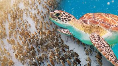 Herd of animals/sea turtle