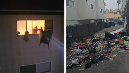 Neighbor Tosses Items Out of His Apartment Window