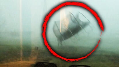Trampoline flies away