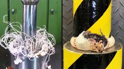 Baseball and candles being crushed for social media