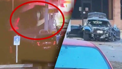 Porsche Flips Multiple Times Through Gas Station Parking Lot