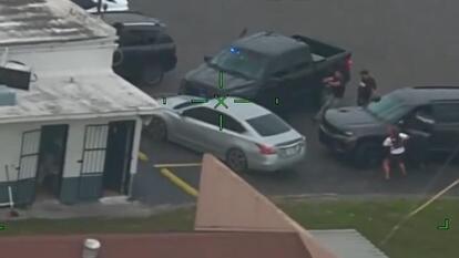 Carjacking suspects were blocked from fleeing by officers from Florida’s Hillsborough County Sheriff’s Office.