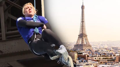Rope climber, Eiffel Tower