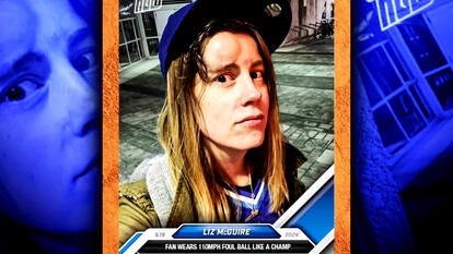 Topps card of beaned Toronto Blue Jays fan