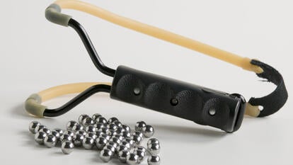 A Generic Image of a Slingshot and Ball Bearings