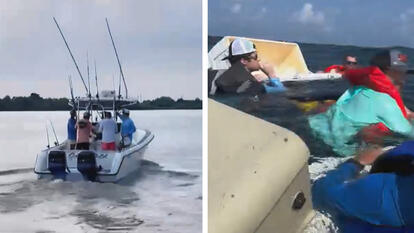 Fishermen Tread Water After Boat Sinks