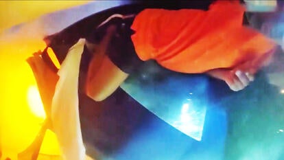 A Texas police officer pulled a man in a burning Tesla to safety. 