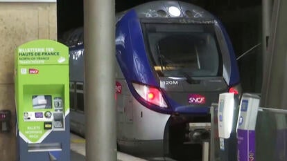 Train held back at station in Paris, France