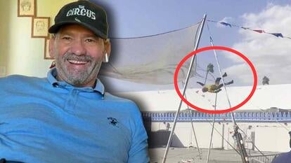 Chachi Valencia smiling / Image of Chachi Valencia missing the safety net