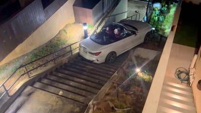 Convertible on staircase