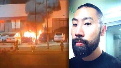 Tesla dealership with cars on fire / suspect, Paul Kim