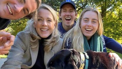 Deborah Norville taking a selfie with her family