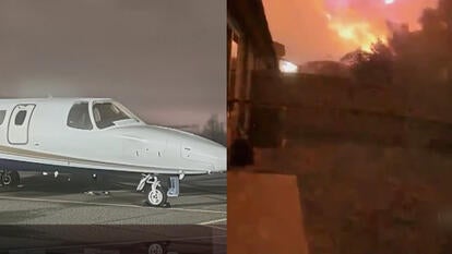 Photo of plane before crash, security camera footage of fire from crash