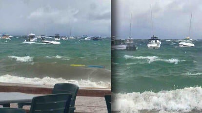 Boats on choppy water