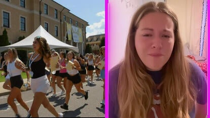 Sorority pledges running, University of Alabama college student Morgan