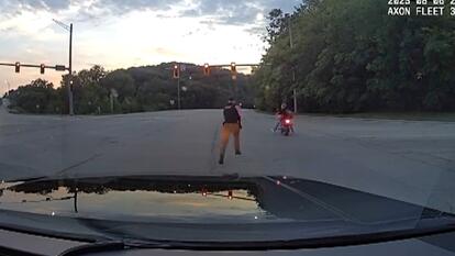 Suspect on Stolen Motorcycle Runs Out of Gas 