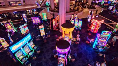 High angle looking down at a casino floor