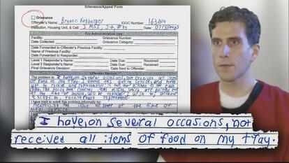 Bryan Kohberger, excerpt from his formal complaint about prison conditions