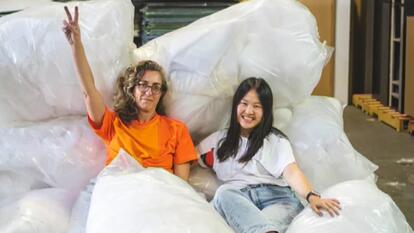 Business partner collect over-produced and unwanted textiles and materials to turn them into useful products. 