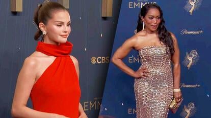 Selena Gomez in a red dress / Angela Bassett in a shimmery dress